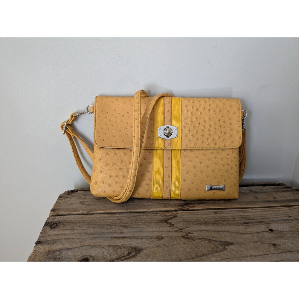 Vintage Faux Ostrich Joanel Purse, Clutch & crossbody combo, silver hardware